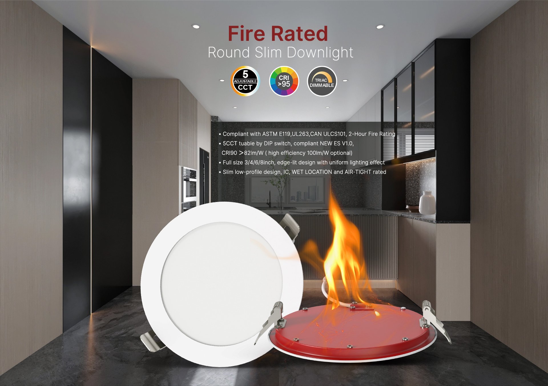 Fire Rated Round Slim Downlight